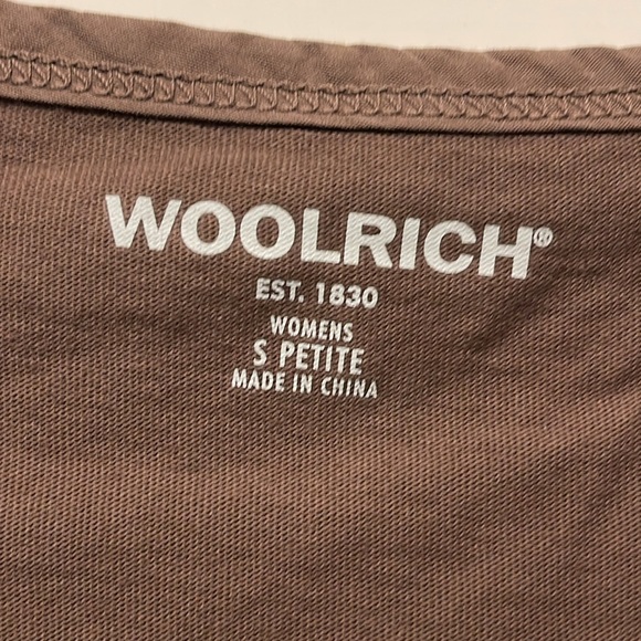 Woolrich Split Neck Long Sleeve Shirt Brown Embroidered Women’s Small Petite Top - Picture 5 of 10